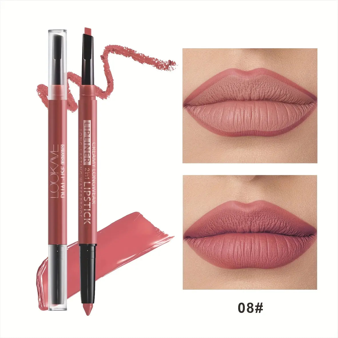 Dual Use Lip Color Matte Lip Liner Makeup Set Waterproof Long Lasting Lipstick Pencil Non Stick Cup Glossy Smooth Lip Tint Easy to Use Beauty Daily Cosmetic