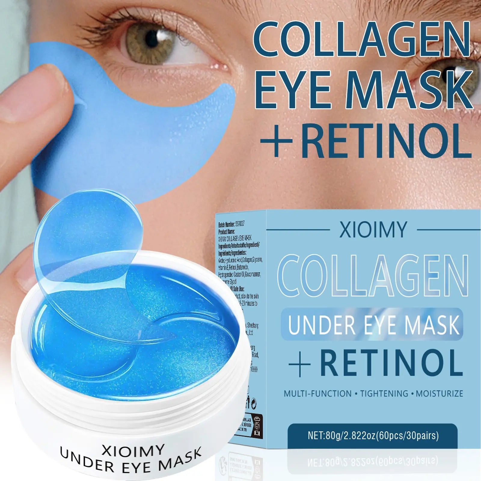 Collagen & Retinol under Eye Mask Gel, 60 Pcs Hydrate Moisturizing Deep-Hydrating Eye Masks, Collagen Eye Patches, Eye Care Product for Women and Men, Moisturizer #GLOBAL PICKS