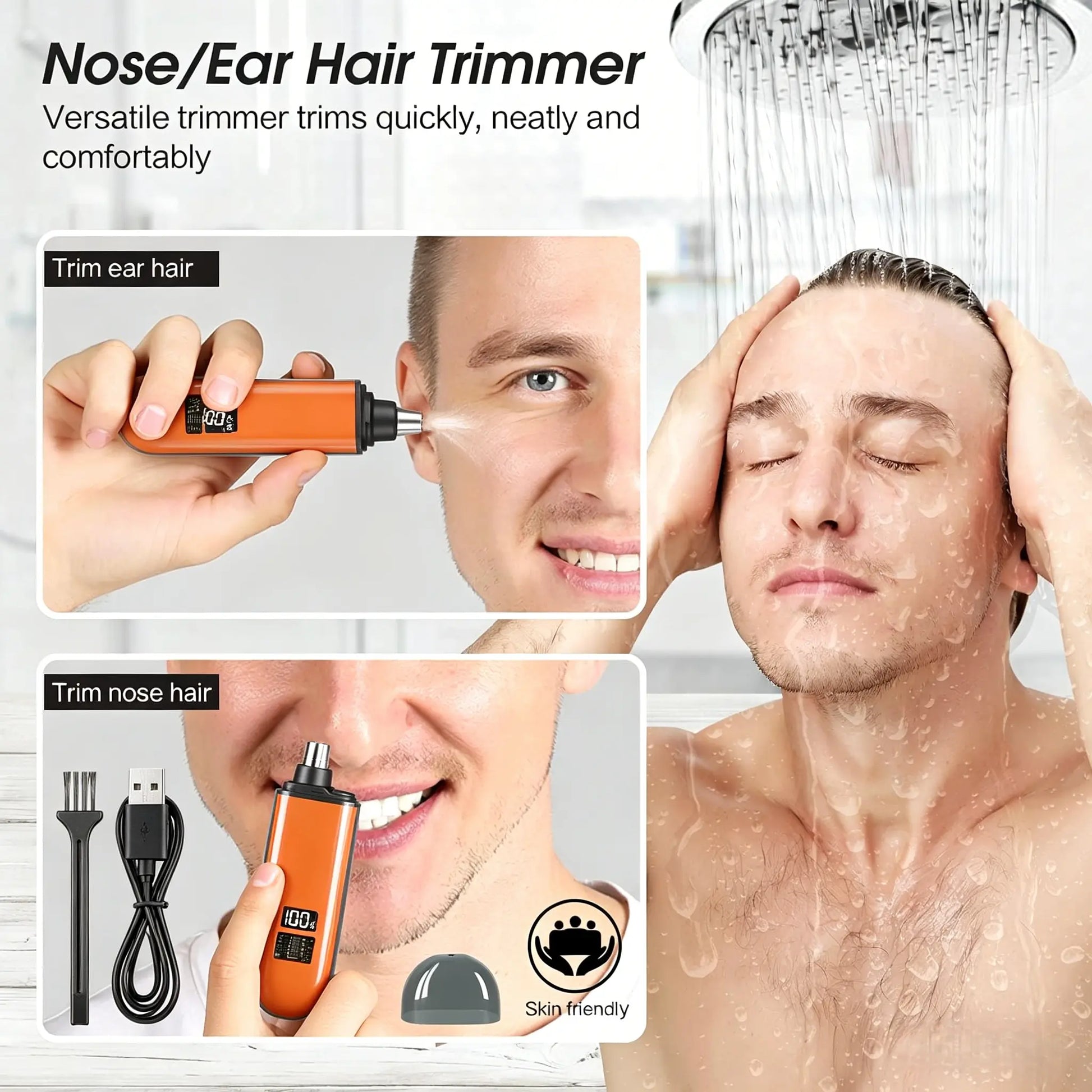 2026 Professional Painless Portable Electric Ear and Nose Hair Trimmer Clipper,Eyebrow & Facial Hair Trimmer for Men Women ,Rechargeable USB Charging LED Display ,Waterproof Dual-Edged Blades,Safe Nasal Cavity,Easy Clean Lightweight,Mother‘S Day Gifts