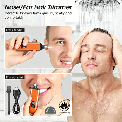 2026 Professional Painless Portable Electric Ear and Nose Hair Trimmer Clipper,Eyebrow & Facial Hair Trimmer for Men Women ,Rechargeable USB Charging LED Display ,Waterproof Dual-Edged Blades,Safe Nasal Cavity,Easy Clean Lightweight,Mother‘S Day Gifts