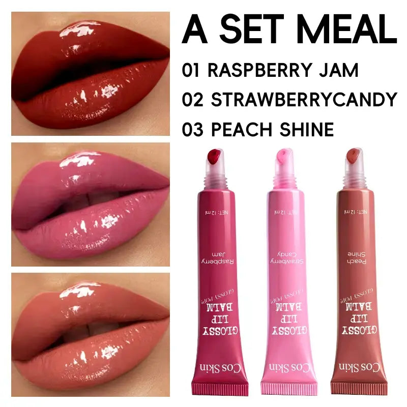 Glossy Lip Gloss, Lip Tint, and Liquid Lip Balm in 6 Shades. Lightweight, Moisturizing, and Luminous, with Long-Lasting Shine and a Natural Finish. Perfect for Any Occasion. Makes a Great Gift.