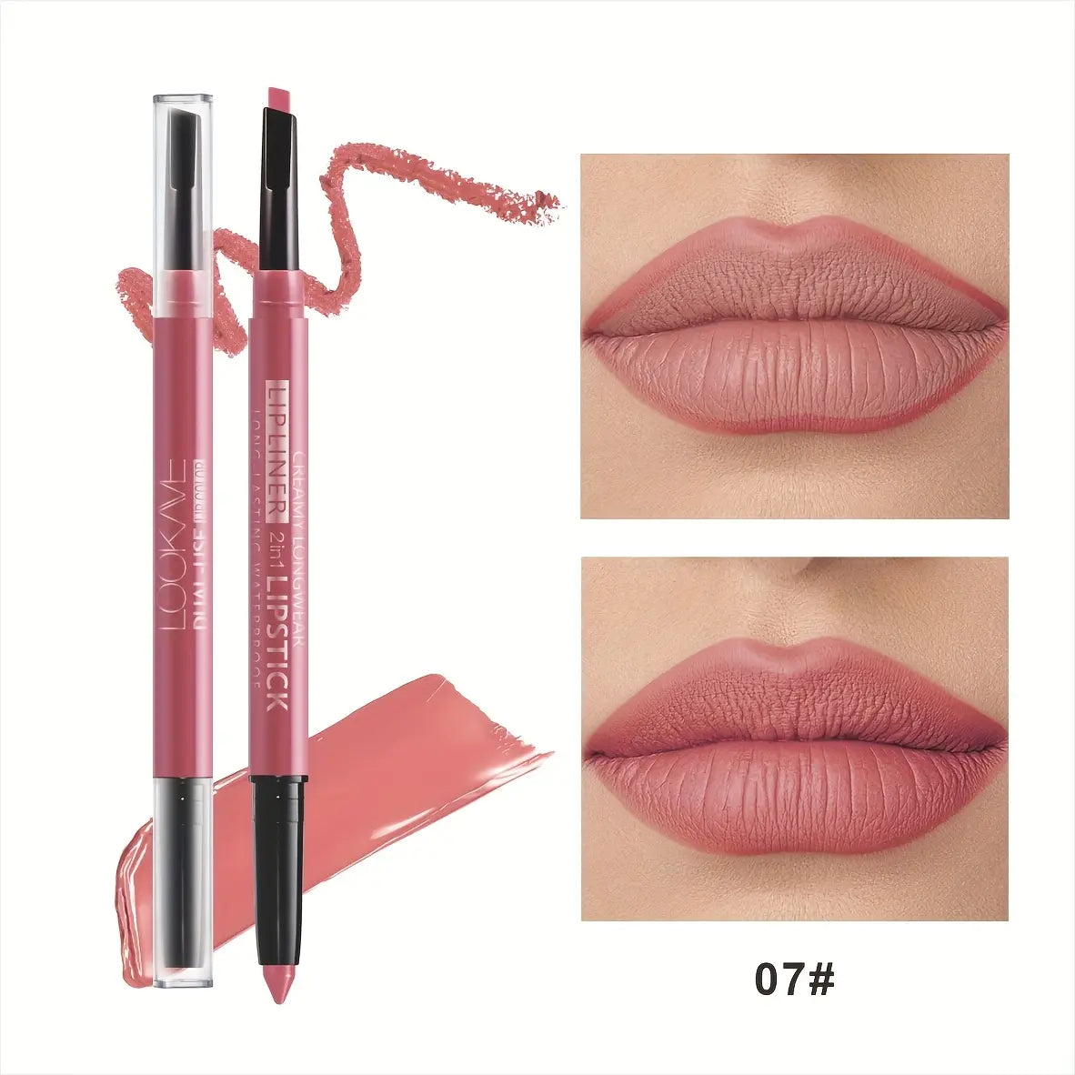 Dual Use Lip Color Matte Lip Liner Makeup Set Waterproof Long Lasting Lipstick Pencil Non Stick Cup Glossy Smooth Lip Tint Easy to Use Beauty Daily Cosmetic