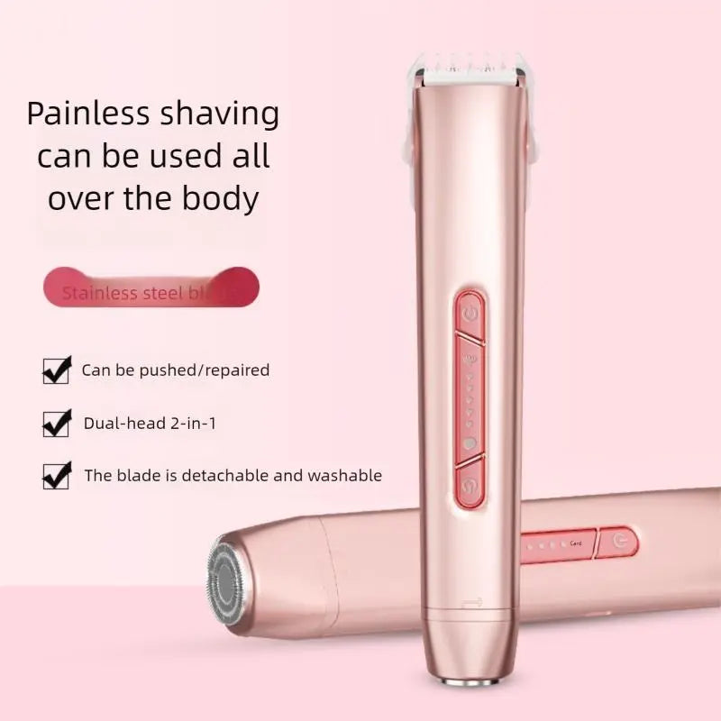 2-In-1 Electric Shaver for Women Painless Waterproof Bikini Trimmer Type-C Rechargeable Intimate Razor