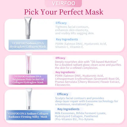 【Veirfoo】Korean Brands Sodium DNA Radiance Pink Orchid Oil Collagen Hydraglow Mask for Radiant Skin Hydration and Elasticity 65G