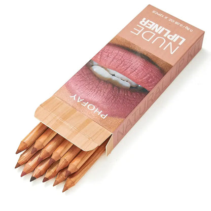PHOFAY 12 Shades Nude Lip Liner Kit | Waterproof & Ultra-Smooth Lip Pencils | Perfect Gift Set for Daily Makeup