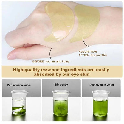 Avocado & Gold under Eye Patches 60 Pcs Day Night Eye Mask for Dark Circles Puffiness Hydrating Brightening Firming Eye Patches anti Aging Eye Care Skin Care