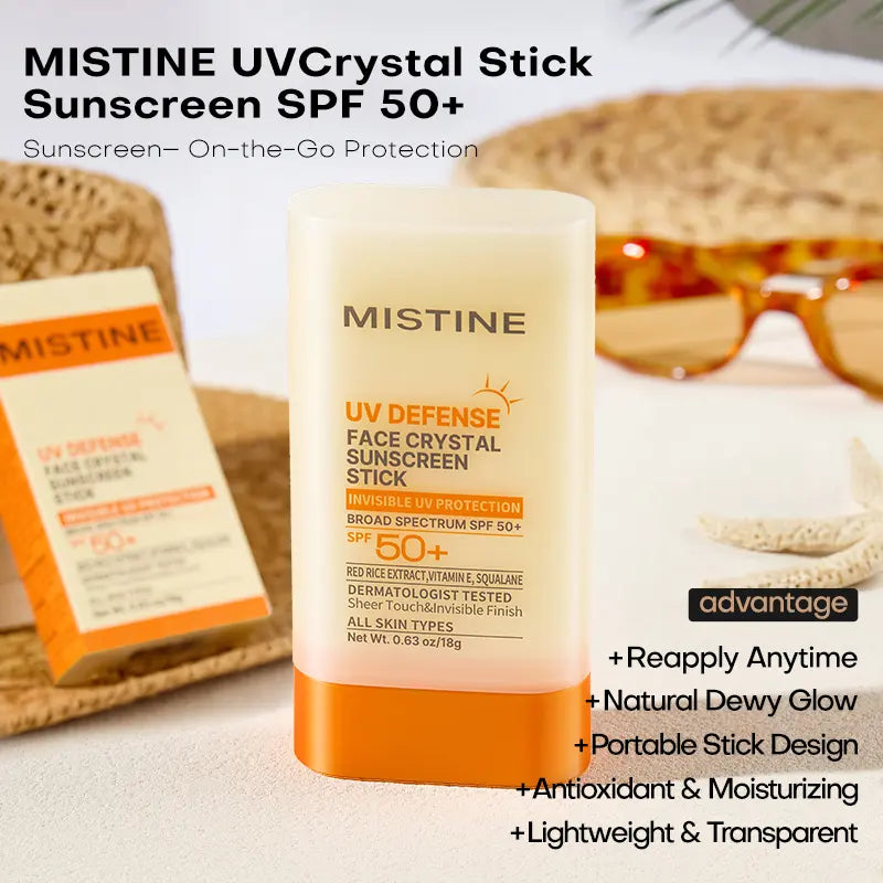 【NEW】【MISTINE Official】Uv Protection Crystal Sunscreen Stick SPF50+ | High-Performance Outdoor Sun Protection | for Face & Body | Portable for Easy Reapplication | Wider Coverage #Summervibes