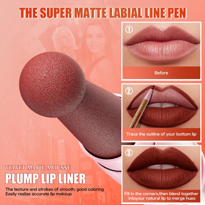 Precision Lip Liner Stain - Super Matte Labial Line Pen, Long-Lasting Color Fixation, Smudge-Proof Silky Lip Definer, 8 Sexy Nudes