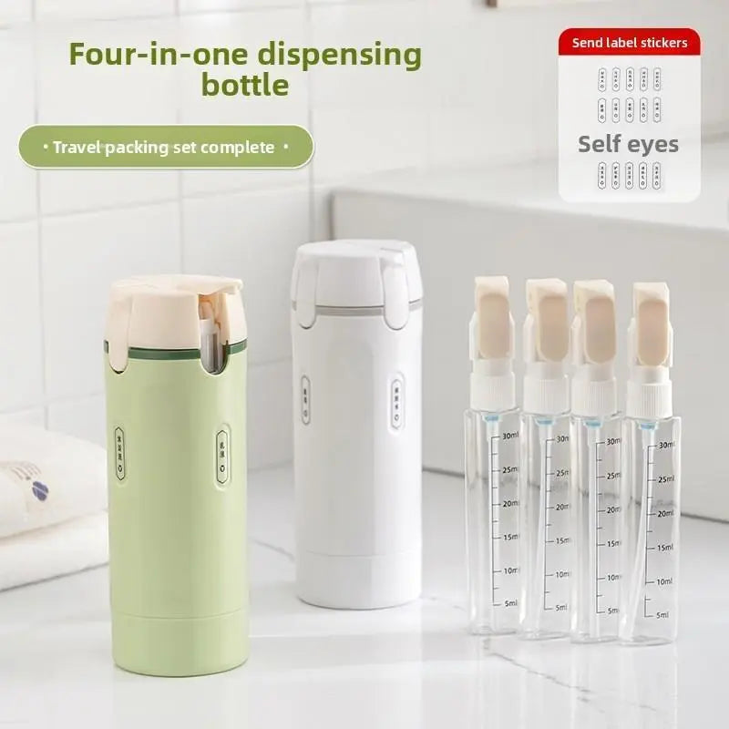 4-In-1 Portable Cosmetic Shampoo Dispensing Bottle Storage Bottle Plastic Travel Friendly Compact Design, Easy to Carry