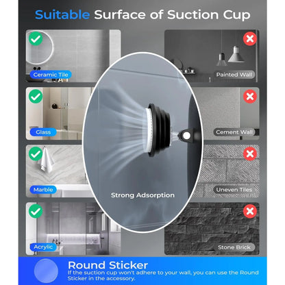 Heated Shower Mirror Fogless for Shaving with Light, 5000Mah Rechargeable , Detachable Suction Cup and Razor Holder for Wall, No-Drilling, Removable, for Bathroom - Black