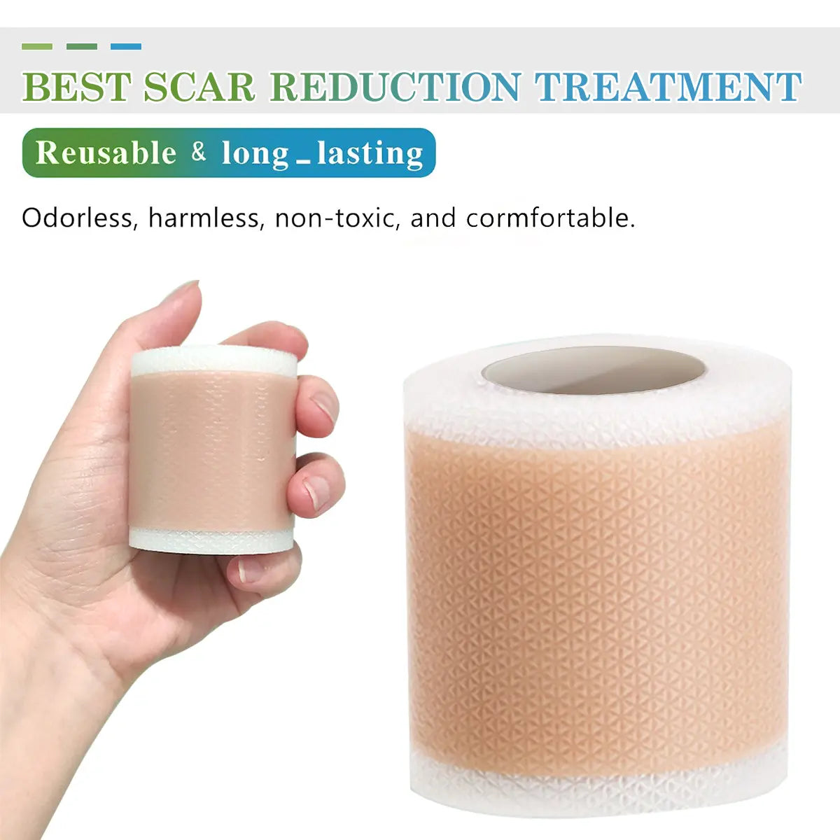 2026 Upgrade Silicone Scar Tepe for C-Section, Acne, Buruns & Keloids - Hypoallergenic Scar Care Sheets, Fast Healing, Suitable for All Skin Tayes (1.6"X 59" Roll-1.5M)