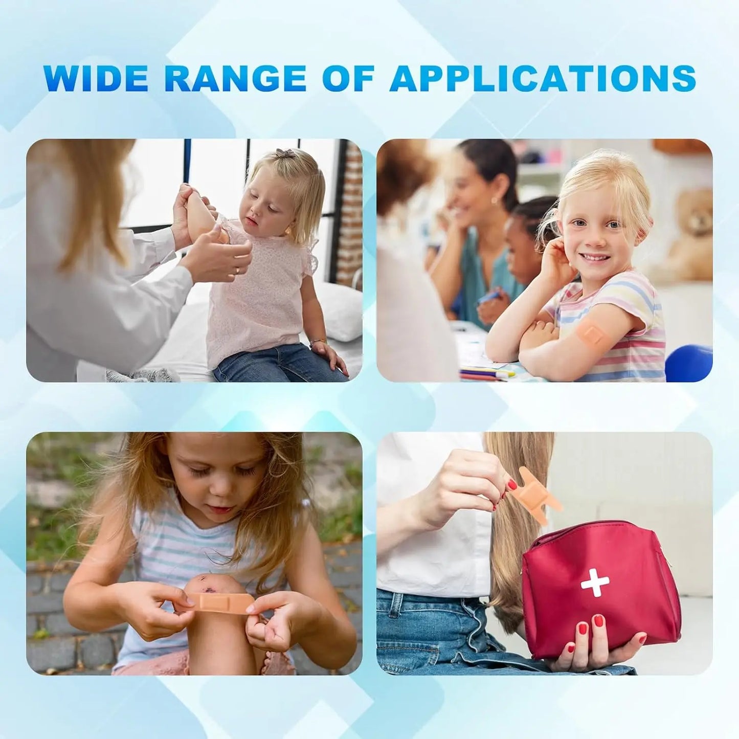 80-Pack PE Flexible Adhesive Bandages, Assorted Waterproof Breathable Bandages with Cushioned Pad for Wound Care, Variety Pack with Finger & Knuckle Bandages