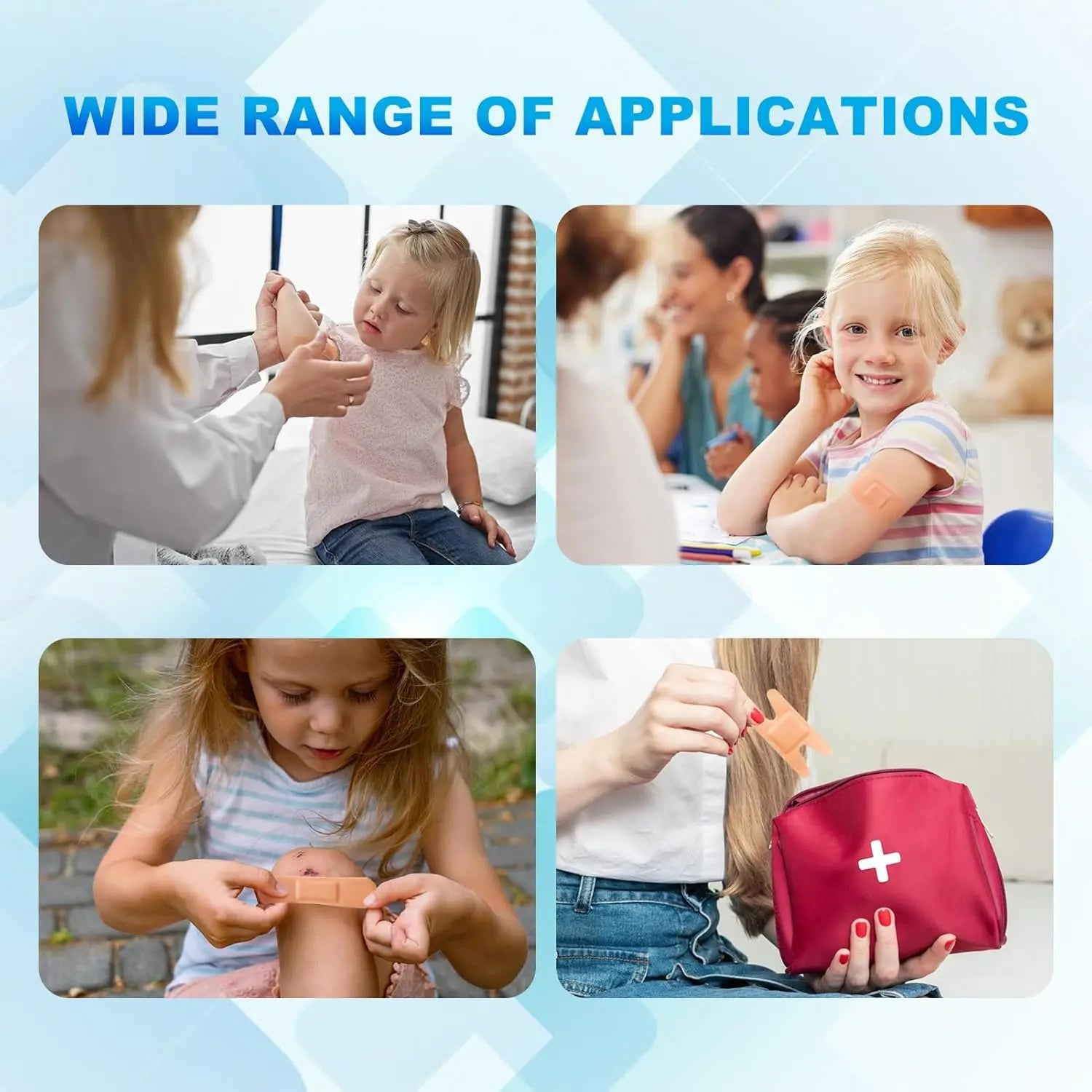 80-Pack PE Flexible Adhesive Bandages, Assorted Waterproof Breathable Bandages with Cushioned Pad for Wound Care, Variety Pack with Finger & Knuckle Bandages