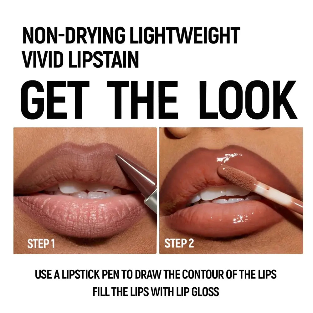 Two-In-One Lipstick & Liner, Matte Mirror Finish, Smudge-Proof, Quick-Dry, Matte Lip Gloss, Lip Product, Perfect for Parties, Birthdays, Gifts, Surprises