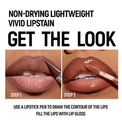 Two-In-One Lipstick & Liner, Matte Mirror Finish, Smudge-Proof, Quick-Dry, Matte Lip Gloss, Lip Product, Perfect for Parties, Birthdays, Gifts, Surprises