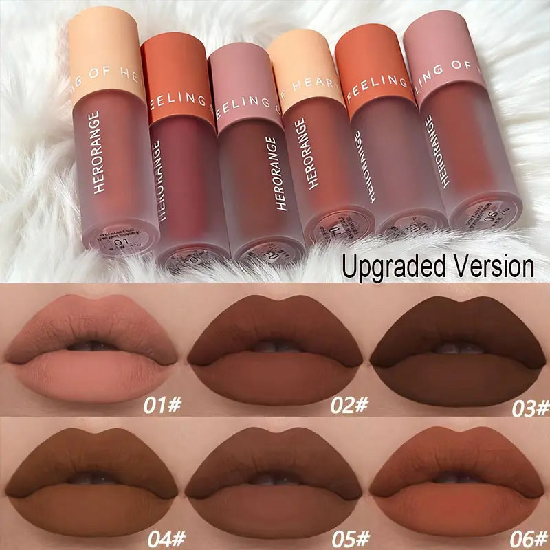 6Pc Velvet Lip Mousse Set - 2-In-1 Matte Lip & Eye Tint with Desaturated Nude Shades Longwear Non-Drying Waterproof All-Day Wear Ideal for Fall Festivities Halloween Parties & Gift Giving Vegan Formula for Teens Cosmetic！