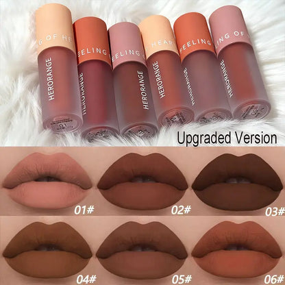 6Pc Velvet Lip Mousse Set - 2-In-1 Matte Lip & Eye Tint with Desaturated Nude Shades Longwear Non-Drying Waterproof All-Day Wear Ideal for Fall Festivities Halloween Parties & Gift Giving Vegan Formula for Teens Cosmetic！