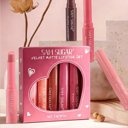 6-Piece Velvet Matte Lipstick Set, Long-Lasting High Pigmentation, Waterproof, Non-Staining, Perfect Makeup Gift for Women, Lip Kit Sets