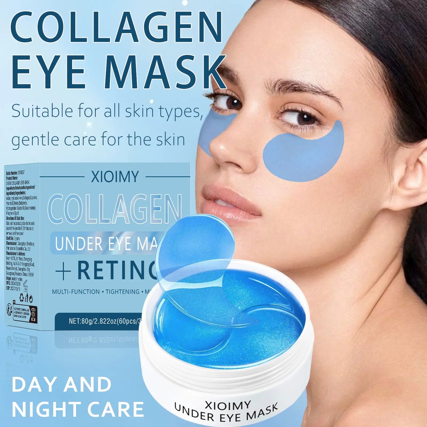 Collagen & Retinol under Eye Mask Gel, 60 Pcs Hydrate Moisturizing Deep-Hydrating Eye Masks, Collagen Eye Patches, Eye Care Product for Women and Men, Moisturizer #GLOBAL PICKS