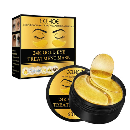 24K Gold Eye Patches - Firming, Glowing & Hydrating Hydrogel Mask for Puffy Eyes, Dark Circles, Wrinkles, Fine Lines, Eye Bags Treatment, Korean Skincare Gifts for Women and Men, 60Pcs