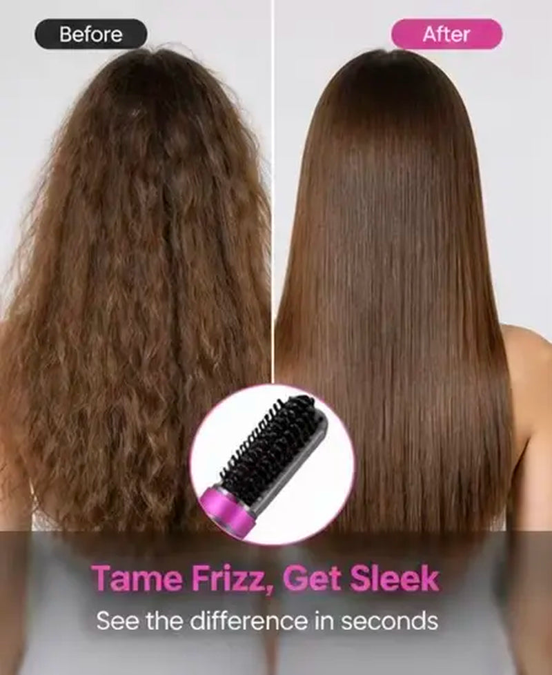 Mini Capsule Cordless Hair Straightening Brush, Rechargeable Heated Brush with LCD Display, Ceramic Bristles, Pocket-Size Travel Hair Styler for On-The-Go Use
