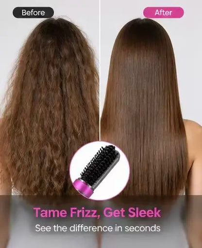Mini Capsule Cordless Hair Straightening Brush, Rechargeable Heated Brush with LCD Display, Ceramic Bristles, Pocket-Size Travel Hair Styler for On-The-Go Use