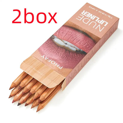PHOFAY 12 Shades Nude Lip Liner Kit | Waterproof & Ultra-Smooth Lip Pencils | Perfect Gift Set for Daily Makeup