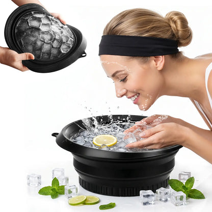 Ice Tray-Face Bowl for Ice with Built-In – Collapsible Silicone Facial Ice Bath Bowl for Cold Plunge Therapy, Skin Tightening Portable Spa Tool for Home & Travel Ice Bath Bowl, Facial Plunge Bowl for Skin Tightening