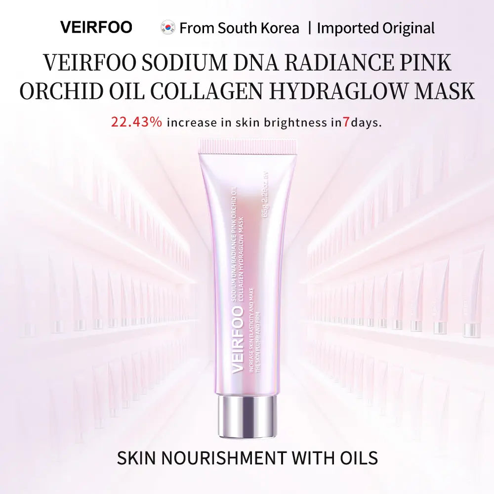 【Veirfoo】Korean Brands Sodium DNA Radiance Pink Orchid Oil Collagen Hydraglow Mask for Radiant Skin Hydration and Elasticity 65G