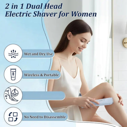 Home USB Hair Removal Dual Head Electric Cordless Body Shaver, Portable Painless Hair Removal Device, Electric Women'S Bikini Shaver, Suitable for Shaving Legs, Arms, and Armpits
