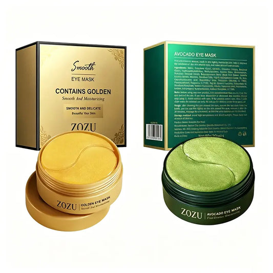 Avocado & Gold under Eye Patches 60 Pcs Day Night Eye Mask for Dark Circles Puffiness Hydrating Brightening Firming Eye Patches anti Aging Eye Care Skin Care