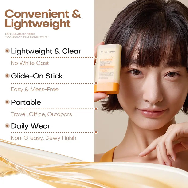 【NEW】【MISTINE Official】Uv Protection Crystal Sunscreen Stick SPF50+ | High-Performance Outdoor Sun Protection | for Face & Body | Portable for Easy Reapplication | Wider Coverage #Summervibes