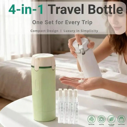 4-In-1 Portable Cosmetic Shampoo Dispensing Bottle Storage Bottle Plastic Travel Friendly Compact Design, Easy to Carry