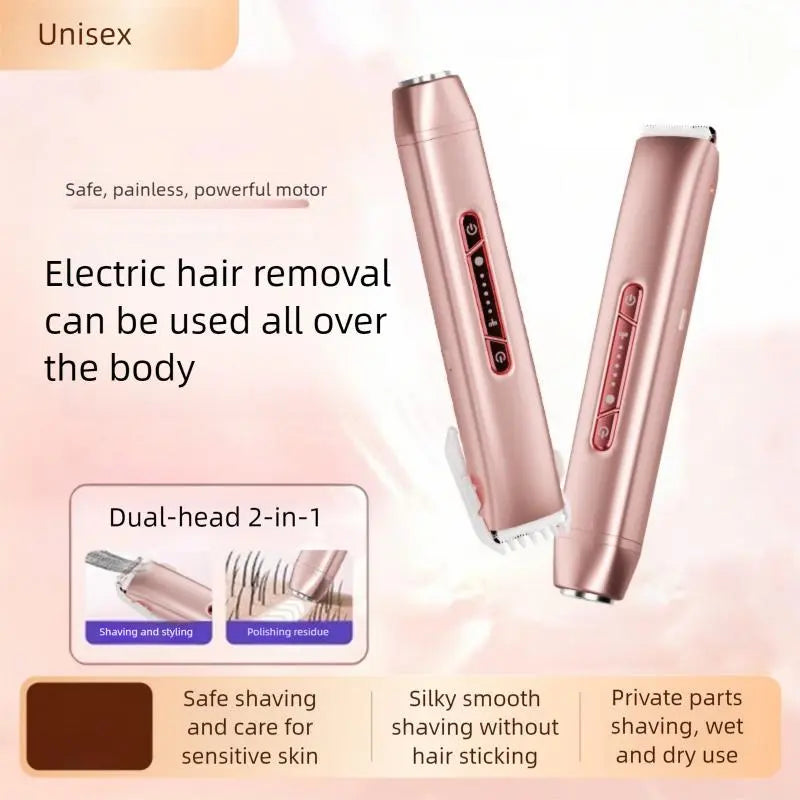 2-In-1 Electric Shaver for Women Painless Waterproof Bikini Trimmer Type-C Rechargeable Intimate Razor