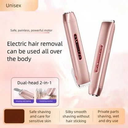 2-In-1 Electric Shaver for Women Painless Waterproof Bikini Trimmer Type-C Rechargeable Intimate Razor