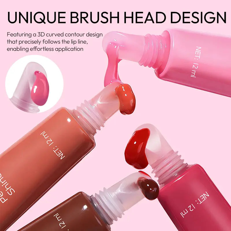 Glossy Lip Gloss, Lip Tint, and Liquid Lip Balm in 6 Shades. Lightweight, Moisturizing, and Luminous, with Long-Lasting Shine and a Natural Finish. Perfect for Any Occasion. Makes a Great Gift.