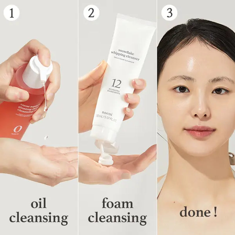 Nooni Apple Lip Tint Stain + Ginseng Cleansing Oil (Free Gift) Bundle | Glossy Lip Tint, Moisturizing Lip Care & Revitalizing Makeup Remover for Glass Skin, All Skin Types