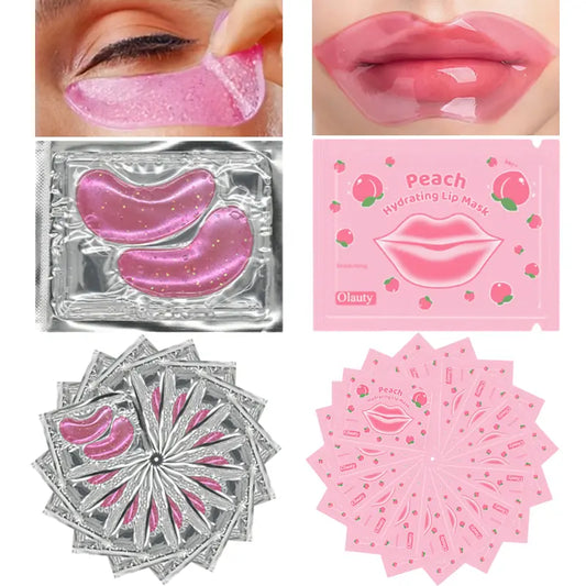 30Pcs Crystal Collagen Eye Mask & Lip Mask Set, Effectively Nourishes the Lip & Eye Skin, Travel Size Gel Mask, Perfect Gift for Your Girlfriend and Mother for Birthday, Mother'S Day, Valentine'S Day or Christmas(15Pcs Eye Mask + 15Pcs Lip Mask)