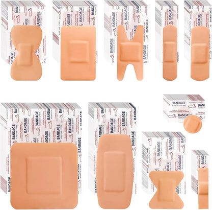 80-Pack PE Flexible Adhesive Bandages, Assorted Waterproof Breathable Bandages with Cushioned Pad for Wound Care, Variety Pack with Finger & Knuckle Bandages