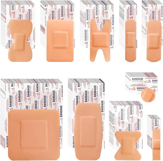80-Pack PE Flexible Adhesive Bandages, Assorted Waterproof Breathable Bandages with Cushioned Pad for Wound Care, Variety Pack with Finger & Knuckle Bandages