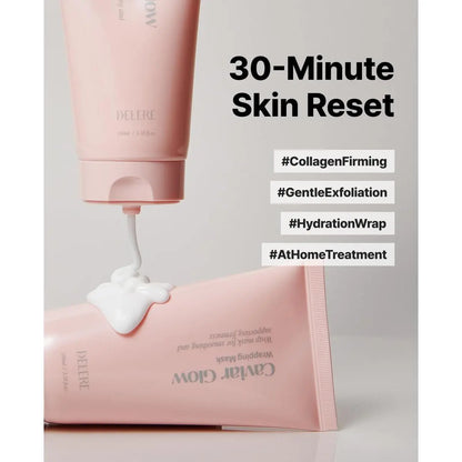 Delere Caviar Glow Collagen Wrapping Mask | Korean Peel off Face Mask for Glowing Skin and Visible Skin Tightening, 3.4Oz