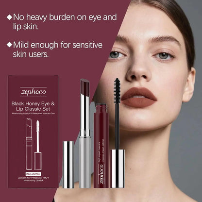 Black Honey Lip & Eye Bundle Set, Almost Lipstick Honey + High Impact Mascara, Black Tinted Lip Balm, Sheer Hydrating Lipstick, Non-Sticky Soft-Shine Finish, for Facial and Lips Care (1Set)
