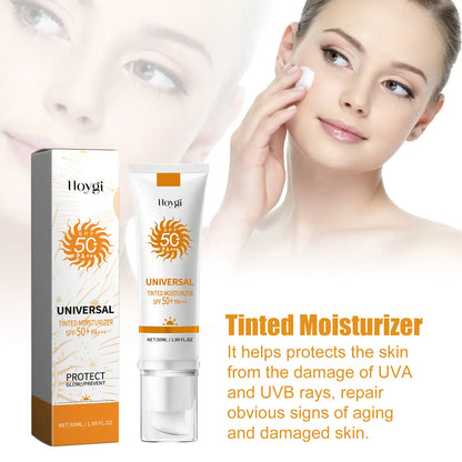 Universal Tinted Sunscreen SPF50+ PA+++ - Moisturizing Sun Lotion with Natural Light Coverage Protective