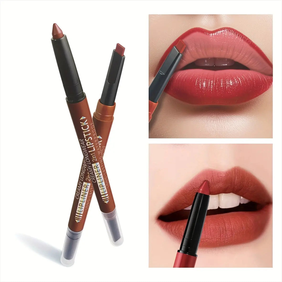 Dual Use Lip Color Matte Lip Liner Makeup Set Waterproof Long Lasting Lipstick Pencil Non Stick Cup Glossy Smooth Lip Tint Easy to Use Beauty Daily Cosmetic