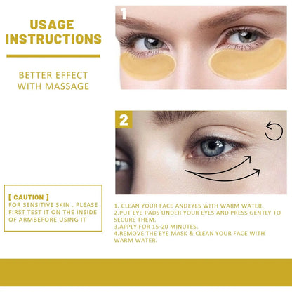24K Gold Eye Patches - Firming, Glowing & Hydrating Hydrogel Mask for Puffy Eyes, Dark Circles, Wrinkles, Fine Lines, Eye Bags Treatment, Korean Skincare Gifts for Women and Men, 60Pcs