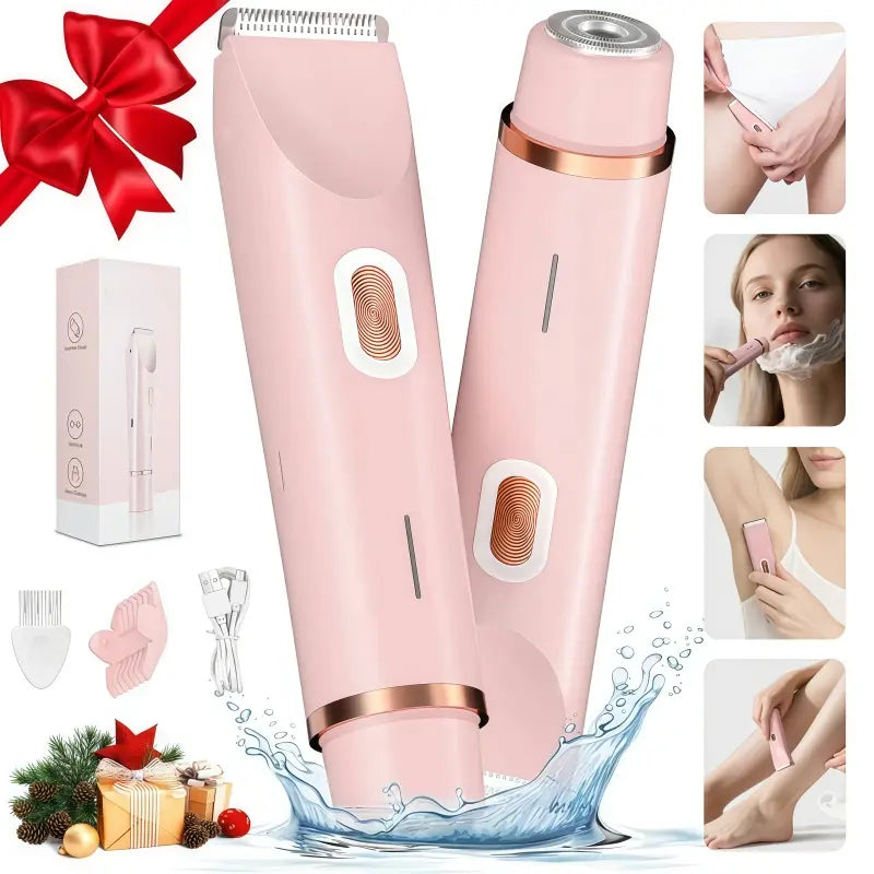 Home USB Hair Removal Dual Head Electric Cordless Body Shaver, Portable Painless Hair Removal Device, Electric Women'S Bikini Shaver, Suitable for Shaving Legs, Arms, and Armpits