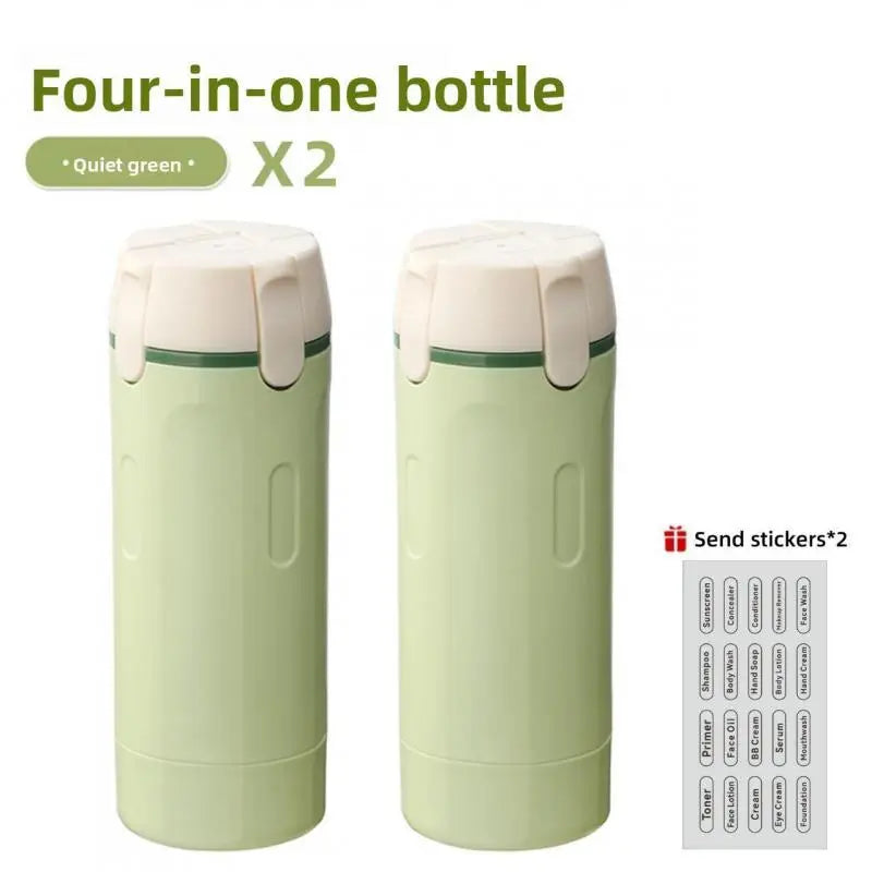 4-In-1 Portable Cosmetic Shampoo Dispensing Bottle Storage Bottle Plastic Travel Friendly Compact Design, Easy to Carry