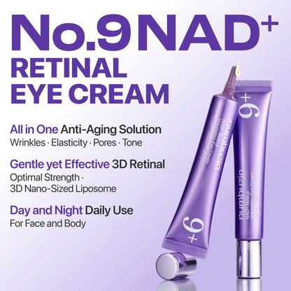 [Numbuzin Official] No.9 NAD+ Retinal Volumetox Eye Cream | All-In-One Anti-Aging Treatment for Wrinkles, Fine Lines, Dark Circles & Dark Spots | NAD+, Retinal, 50 Peptides, Niacinamide, Ceramides | Face to Body, Skin Longevity | 0.67 Fl. Oz.