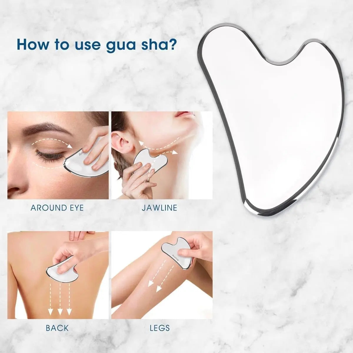 Stainless Steel Gua Sha & Face Roller Set for Jawline Sculpting, Depuffing & Skin Glow, Facial Massage Tool for Lymphatic Drainage, anti Puff Face Sculpting Kit for Women Daily Skin Care Routine