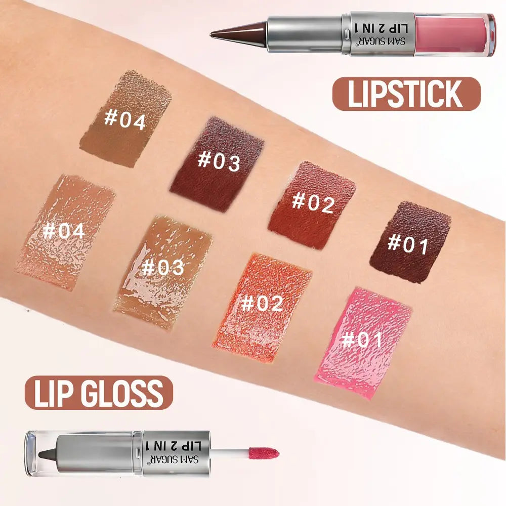 Two-In-One Lipstick & Liner, Matte Mirror Finish, Smudge-Proof, Quick-Dry, Matte Lip Gloss, Lip Product, Perfect for Parties, Birthdays, Gifts, Surprises